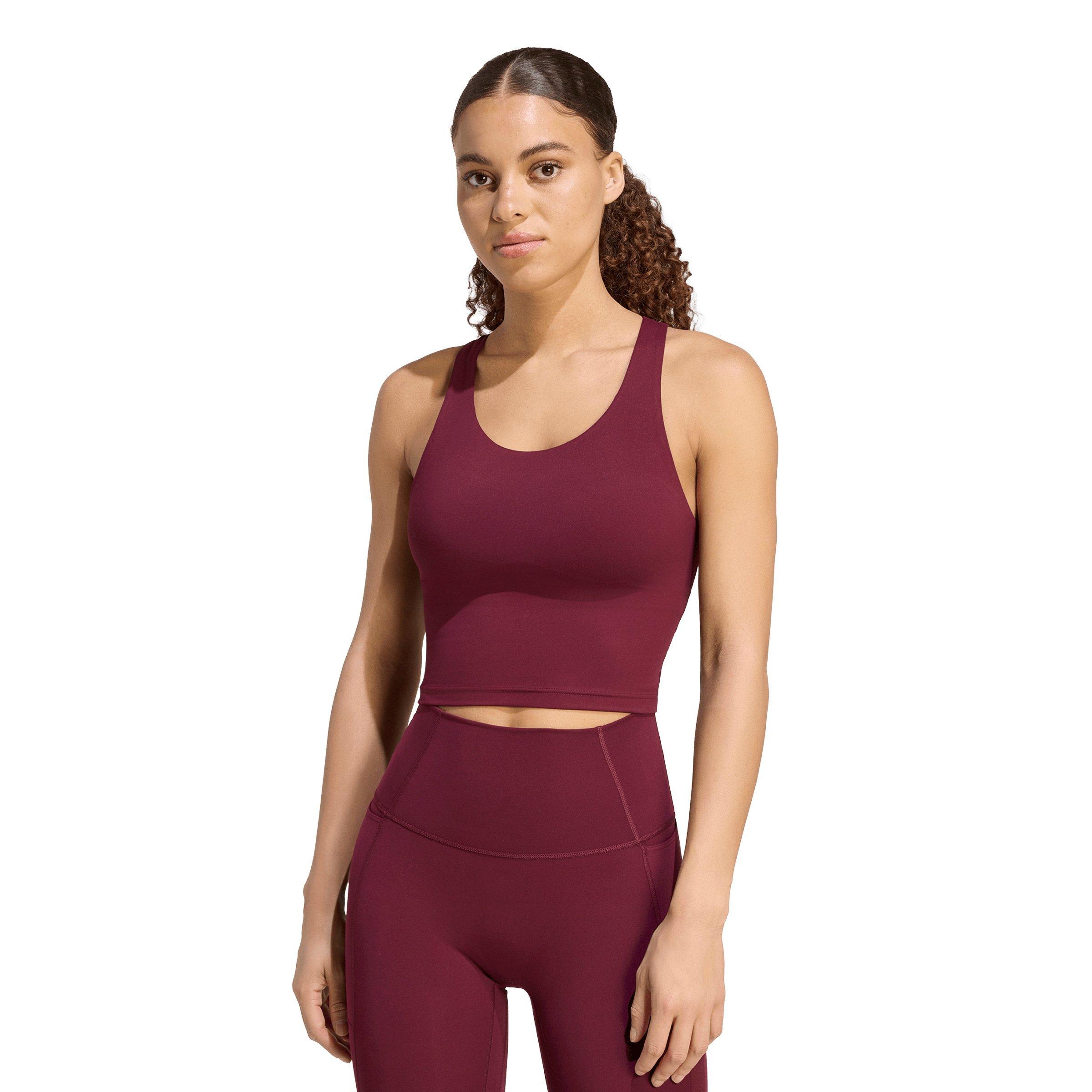 adidas Women's All Me Medium Support Bra Tank - Maroon - MAROON